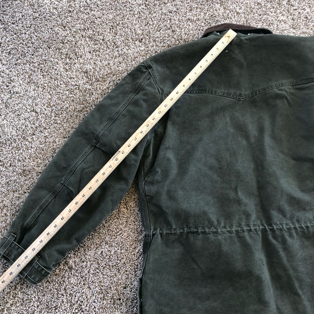 Carhartt Olive Green Canvas Barn Coat with Brown Corduroy Collar - Picture 11 of 12